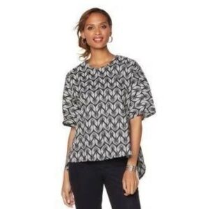 Seven7 x Melissa McCarthy Peacock Print Satin Blouse Tunic Size 1X